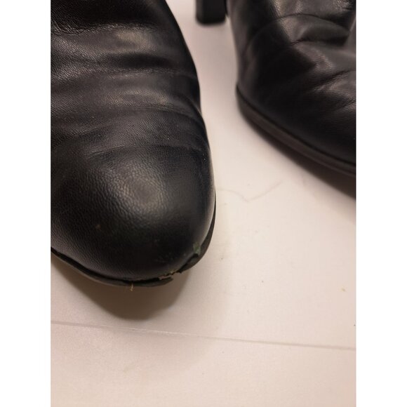 Adrienne Vittadini Black Leather Solid Ankle Booties Back Zip Womens Size 9 M - Picture 6 of 10